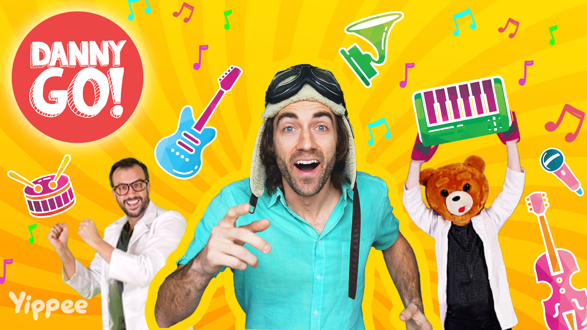 Promotional image for Danny Go!, a high-energy kids music and movement show featured on Yippee streaming.