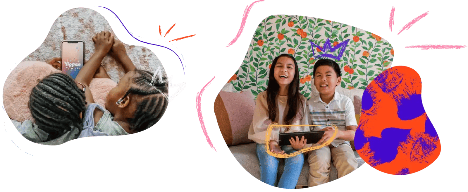 Children watching Yippee faith-based streaming on iPad and phone, made for Christian families