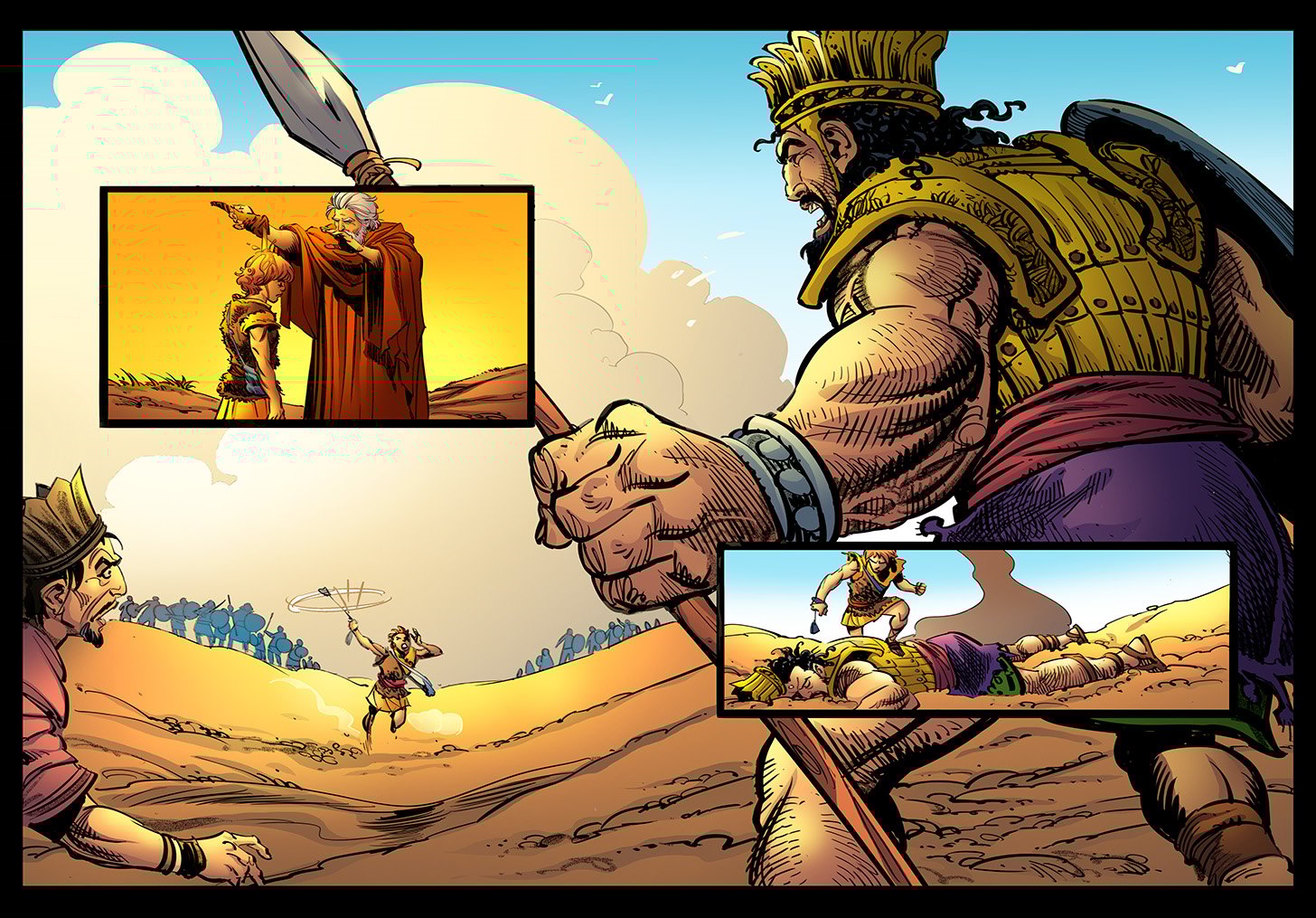 David vs Goliath Scene from The Action Bible