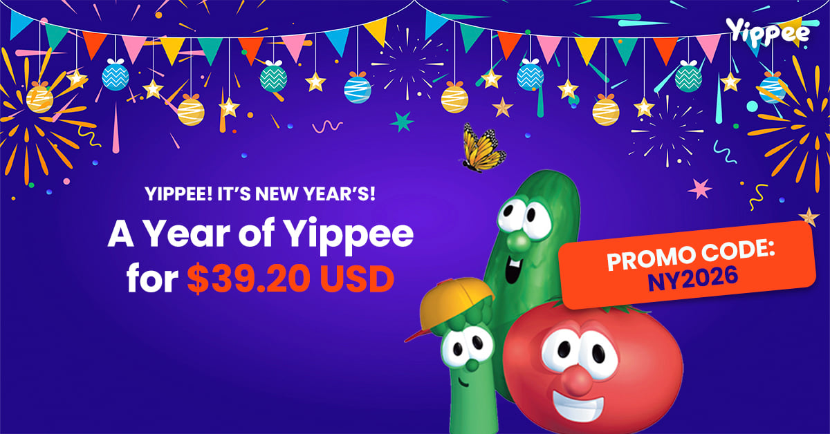 Claim Yippee's New Years Offer for 2026. Pay just $39.20 USD for a whole year of safe Christian streaming.